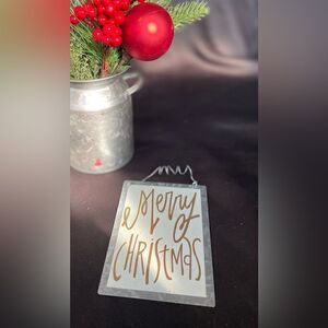 Merry Christmas Gold & White Holiday Christmas Metal Sign EPC See Photos…